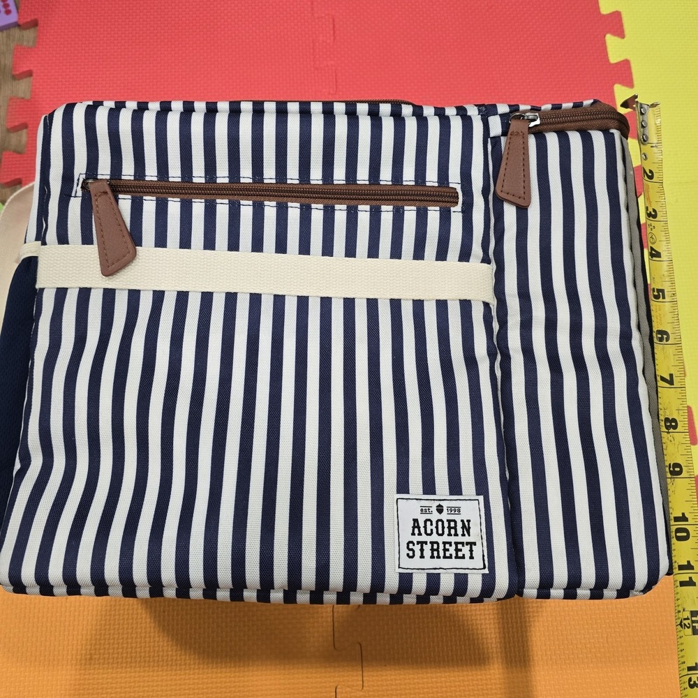 Acorn Street Stroller Organizer Bag - Navy‎ Stripe - Insulated Cup Holders &...